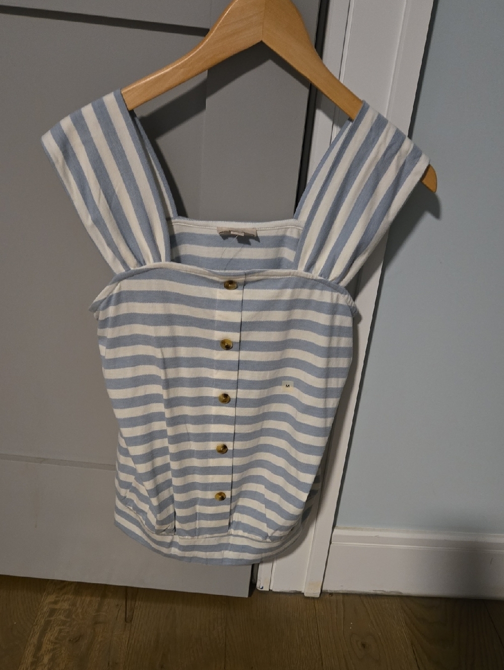 LOFT Blue and White Striped Button-Front Camisole